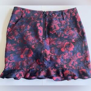 Express mini skirt floral pattern ruffle hem